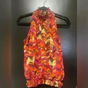 IZ Byer California Size Medium Rutched Neck Sleeveless Blouse Date Night Shirt